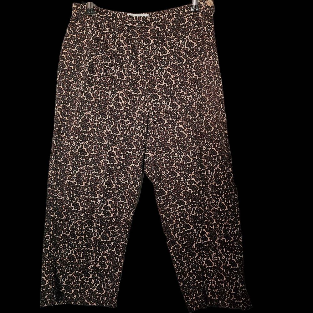 WOMENS Sz 10 CHAUS capri pants BRN/BLK/BEIGE WOMENS leopard Animal Print